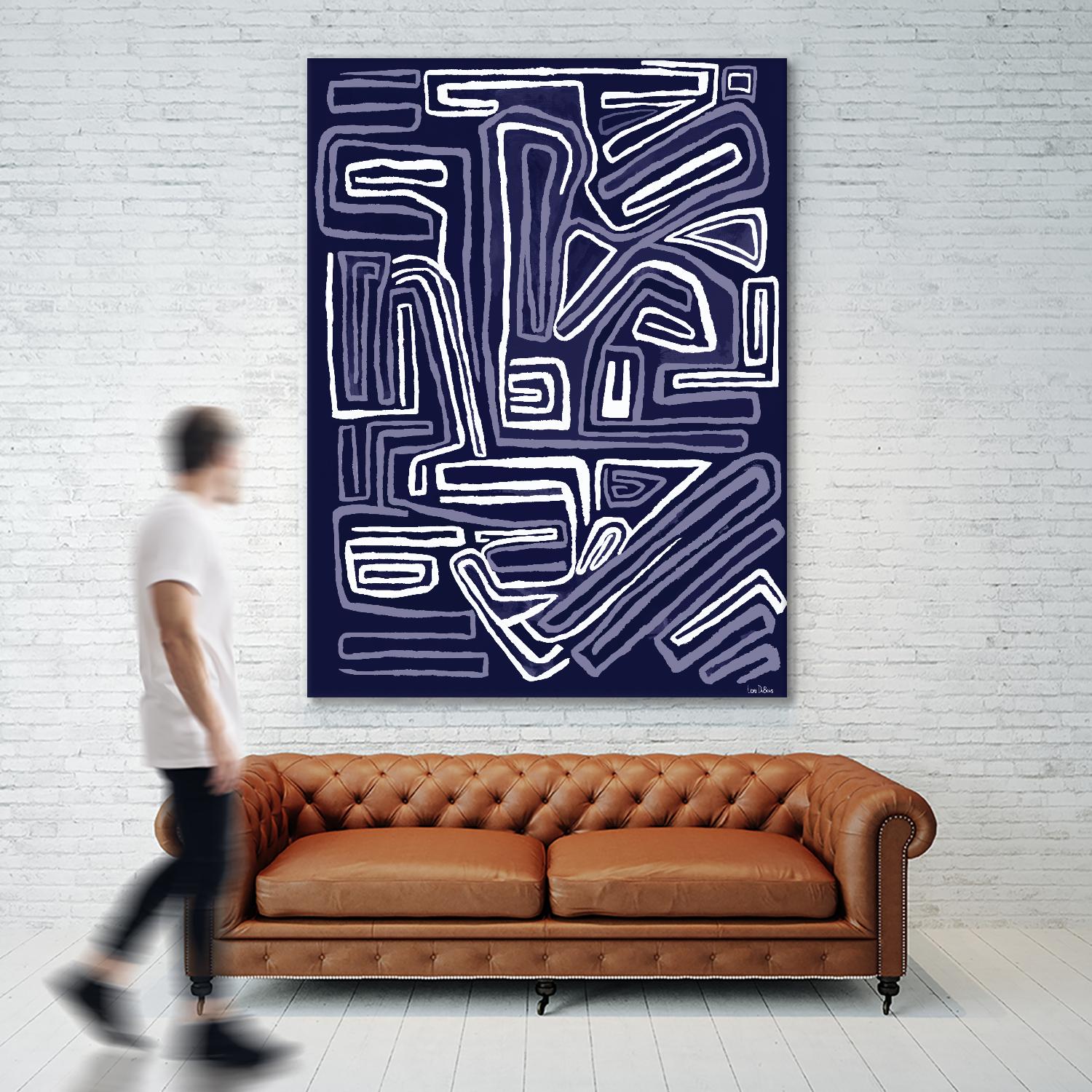 Centric - Navy - 5 by Lori Dubois on GIANT ART - blue linear ton sur ton