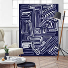 Centric - Navy - 5 by Lori Dubois on GIANT ART - blue linear ton sur ton