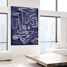 Centric - Navy - 5 by Lori Dubois on GIANT ART - blue linear ton sur ton