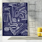Centric - Navy - 5 by Lori Dubois on GIANT ART - blue linear ton sur ton