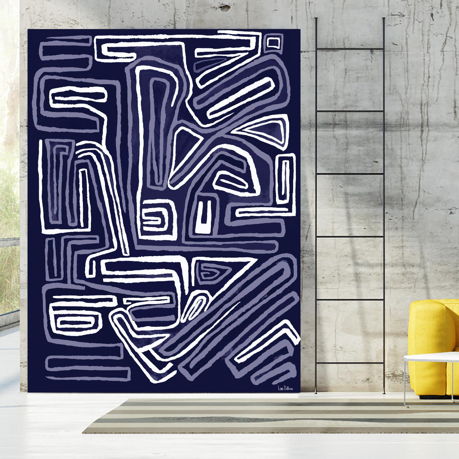 Centric - Navy - 5 by Lori Dubois on GIANT ART - blue linear ton sur ton