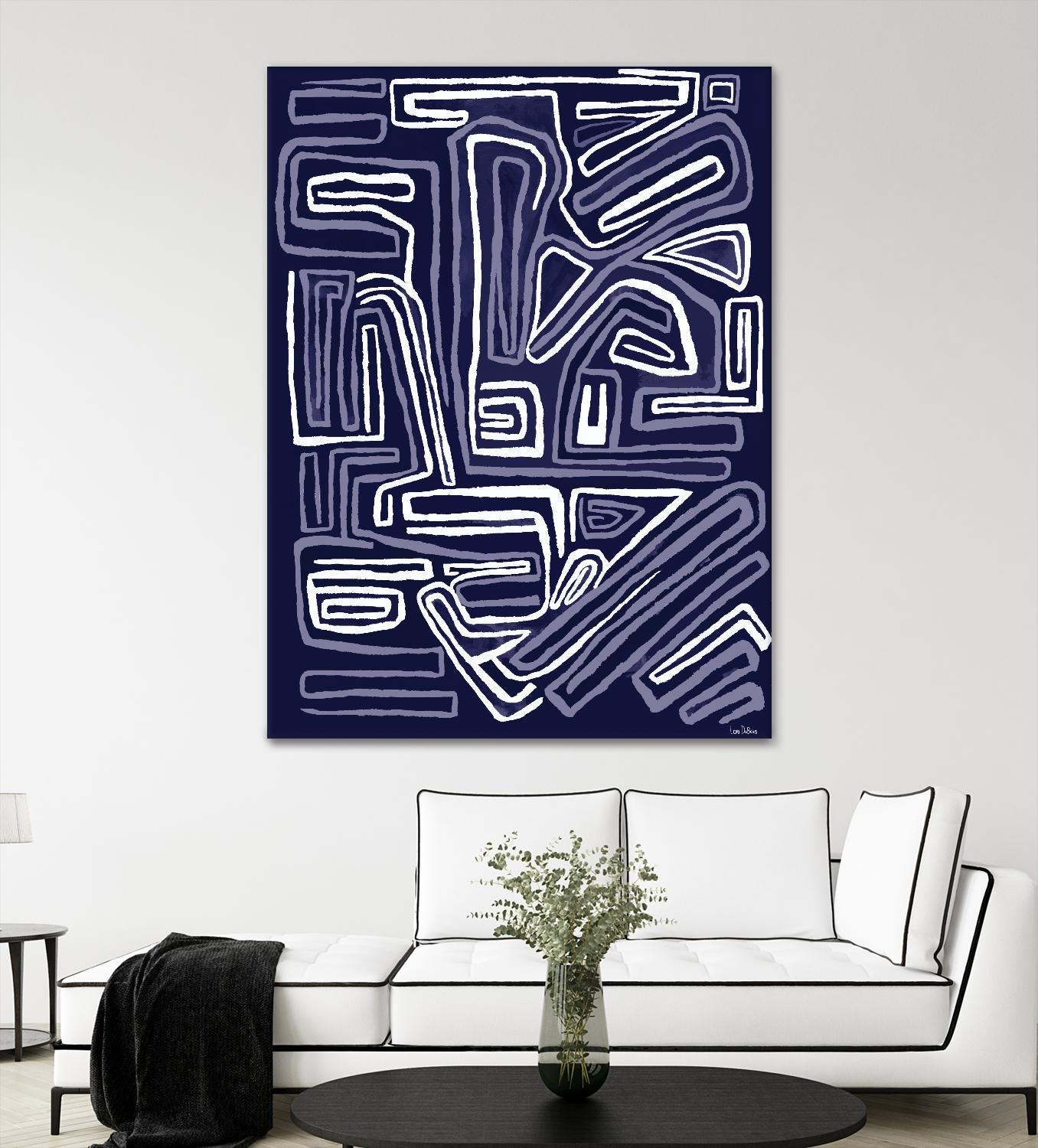 Centric - Navy - 5 by Lori Dubois on GIANT ART - blue linear ton sur ton