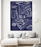 Centric - Navy - 5 by Lori Dubois on GIANT ART - blue linear ton sur ton