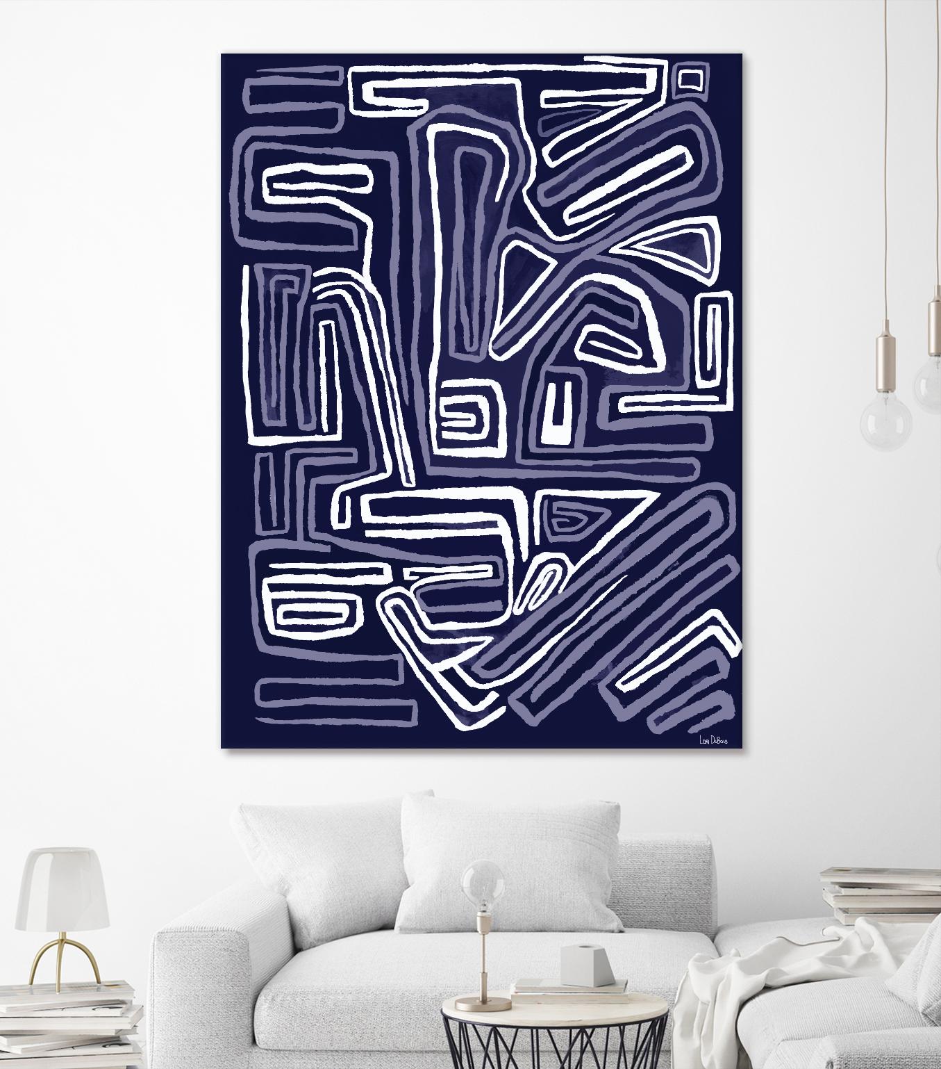 Centric - Navy - 5 by Lori Dubois on GIANT ART - blue linear ton sur ton