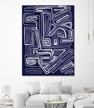 Centric - Navy - 5 by Lori Dubois on GIANT ART - blue linear ton sur ton