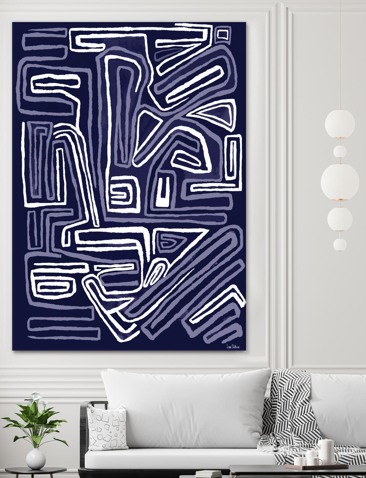 Centric - Navy - 5 by Lori Dubois on GIANT ART - blue linear ton sur ton