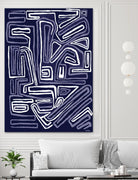 Centric - Navy - 5 by Lori Dubois on GIANT ART - blue linear ton sur ton