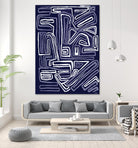 Centric - Navy - 5 by Lori Dubois on GIANT ART - blue linear ton sur ton