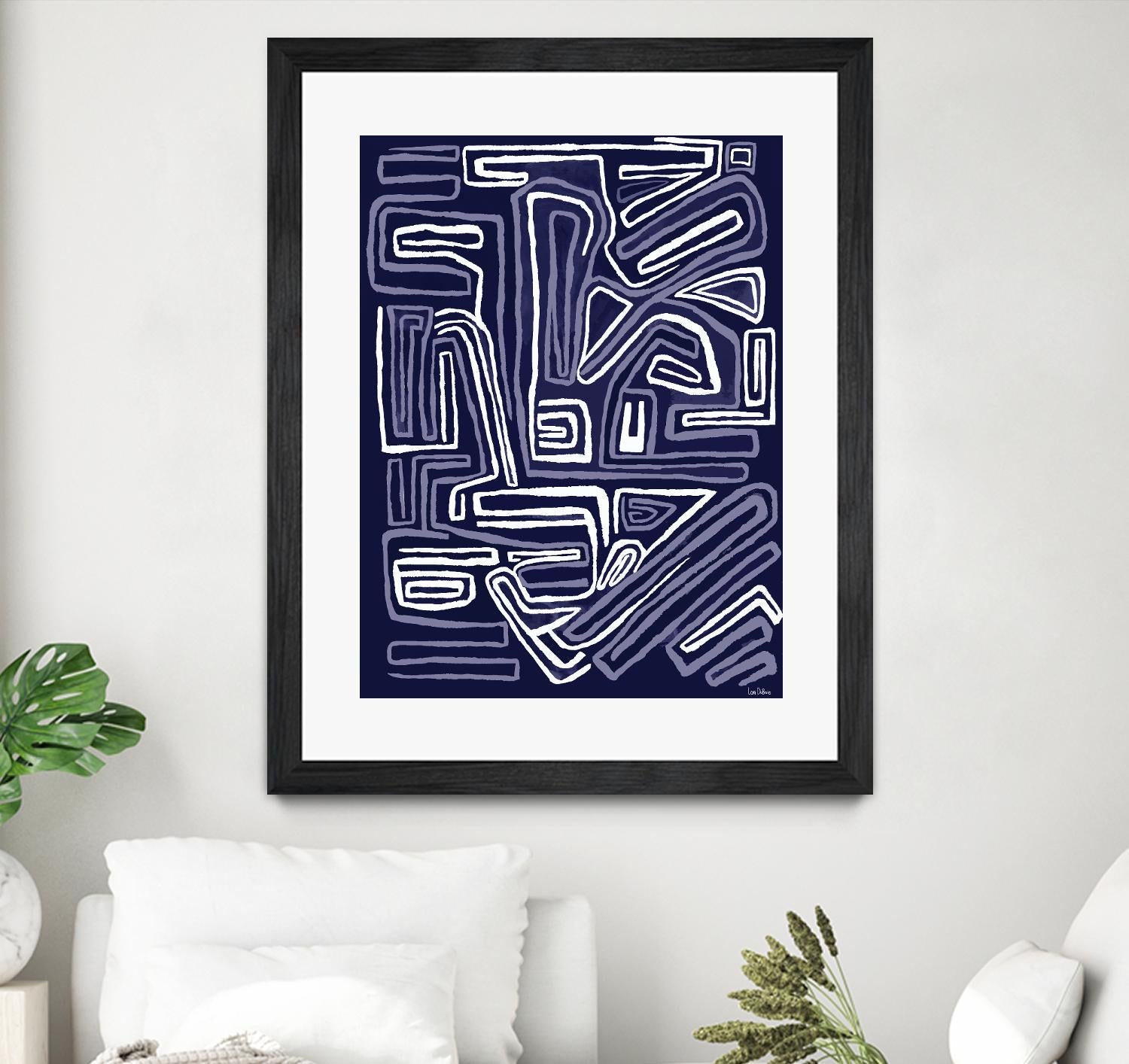 Centric - Navy - 5 by Lori Dubois on GIANT ART - blue linear artistes du québec