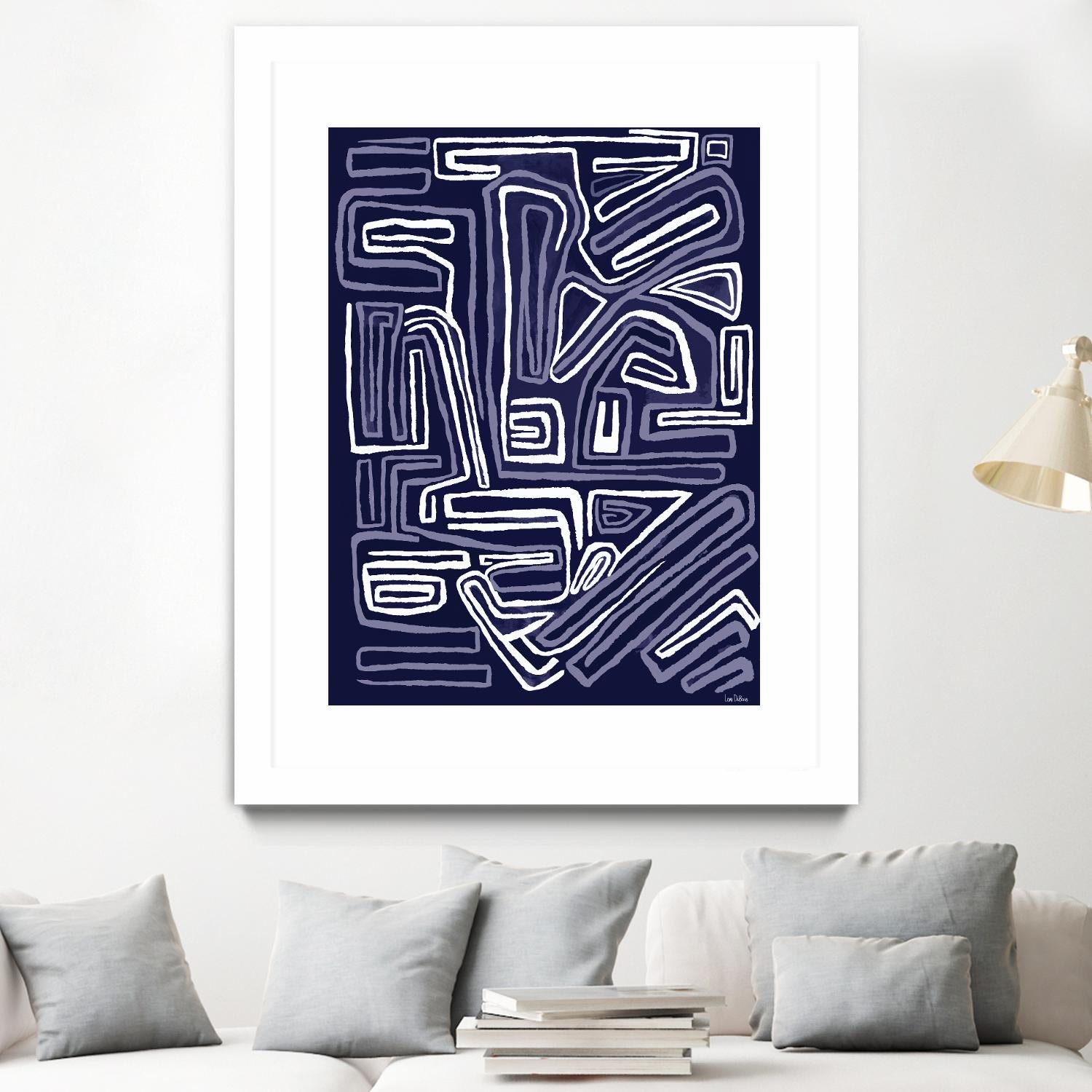 Centric - Navy - 5 by Lori Dubois on GIANT ART - blue linear artistes du québec