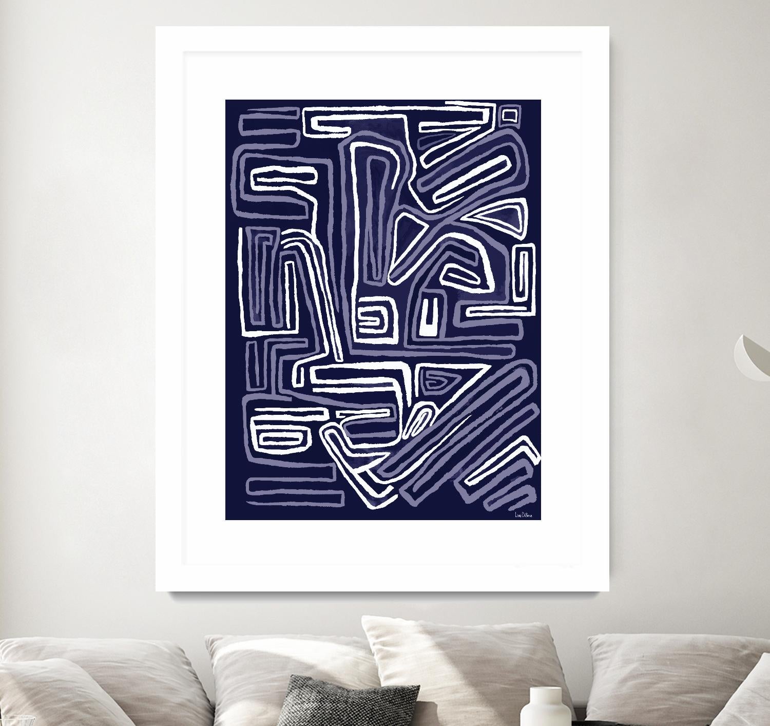 Centric - Navy - 5 by Lori Dubois on GIANT ART - blue linear artistes du québec