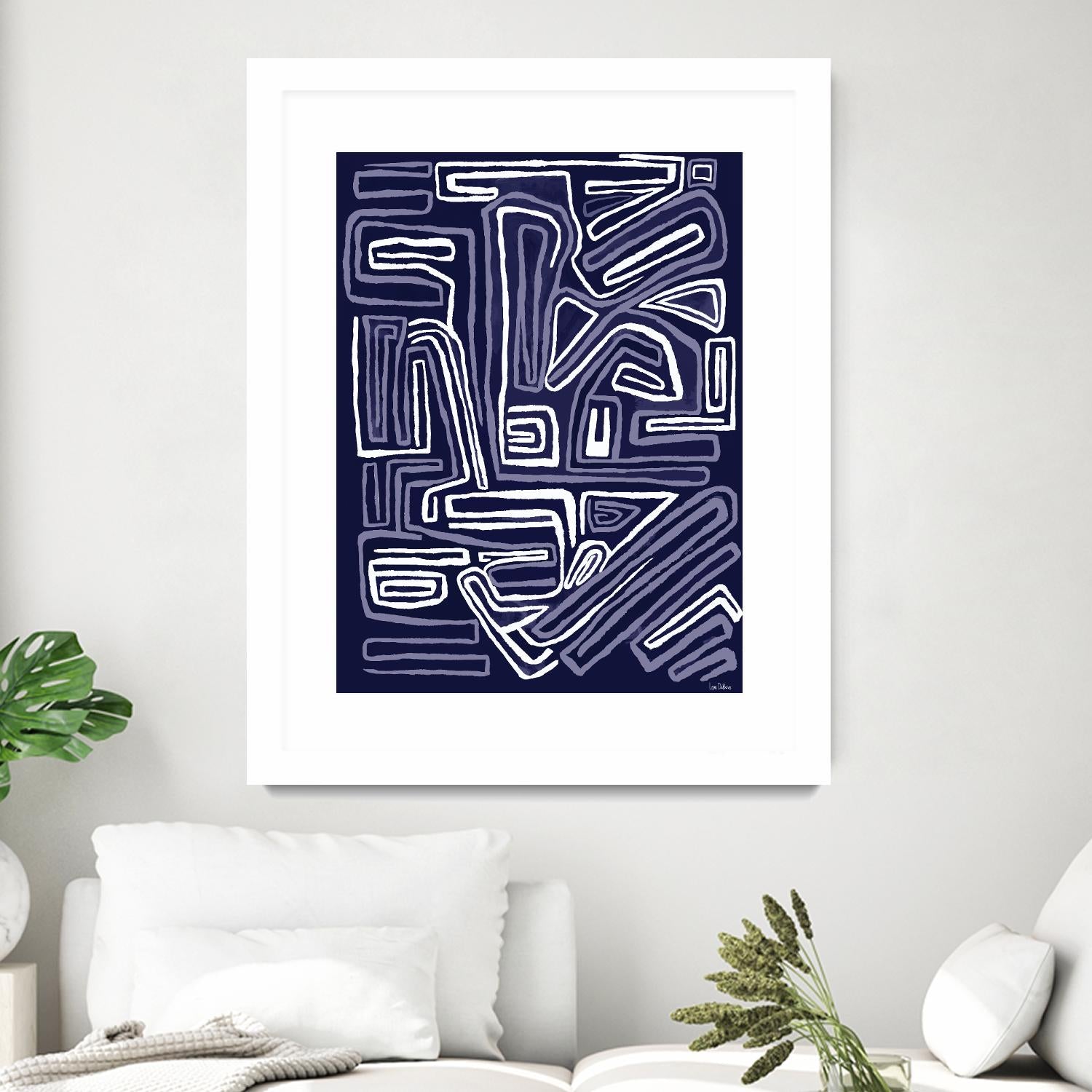 Centric - Navy - 5 by Lori Dubois on GIANT ART - blue linear artistes du québec