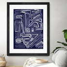 Centric - Navy - 5 by Lori Dubois on GIANT ART - blue linear artistes du québec