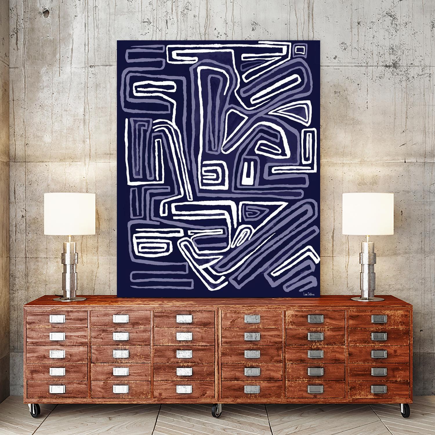 Centric - Navy - 5 by Lori Dubois on GIANT ART - blue linear artistes du québec