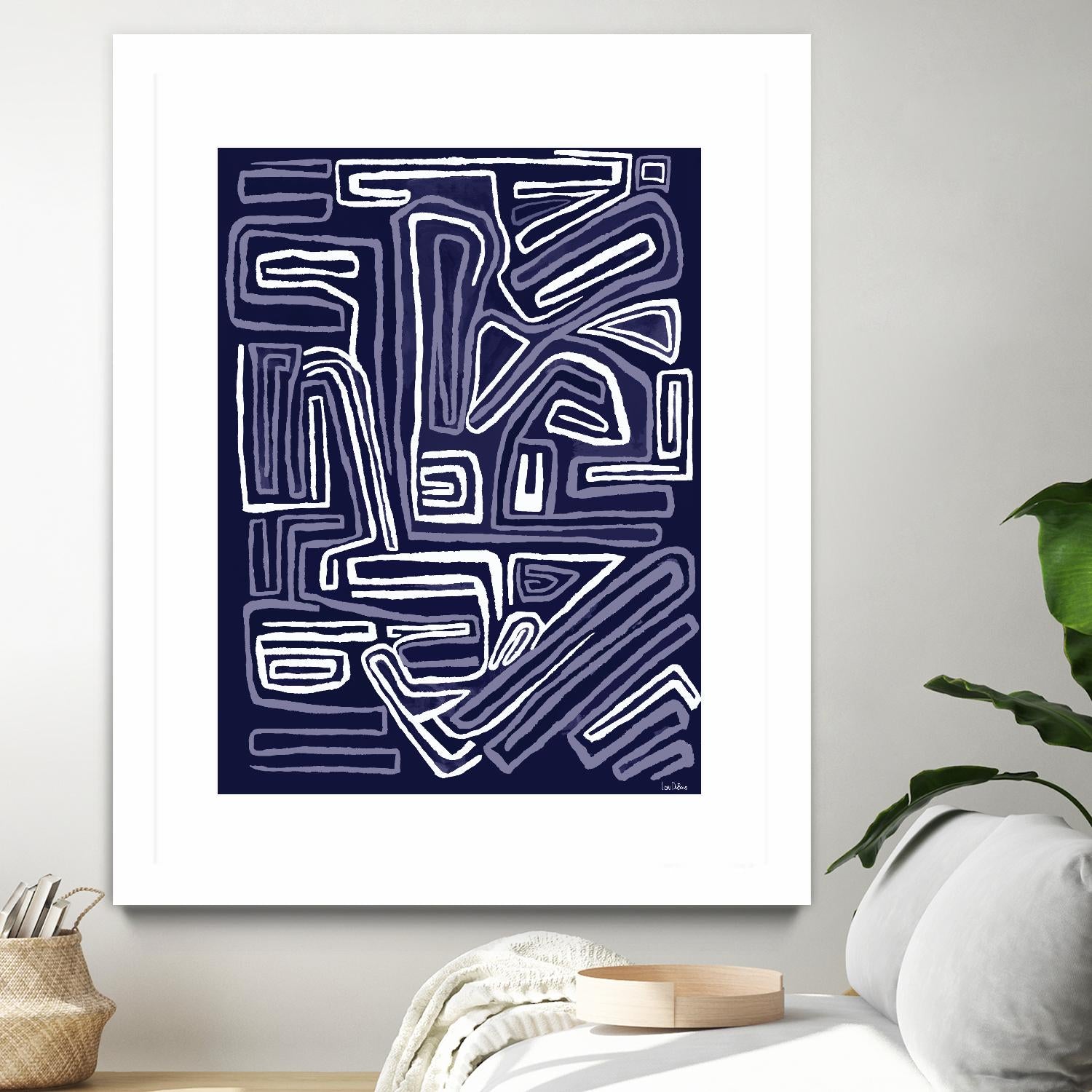 Centric - Navy - 5 by Lori Dubois on GIANT ART - blue linear artistes du québec