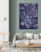 Centric - Navy - 5 by Lori Dubois on GIANT ART - blue linear artistes du québec