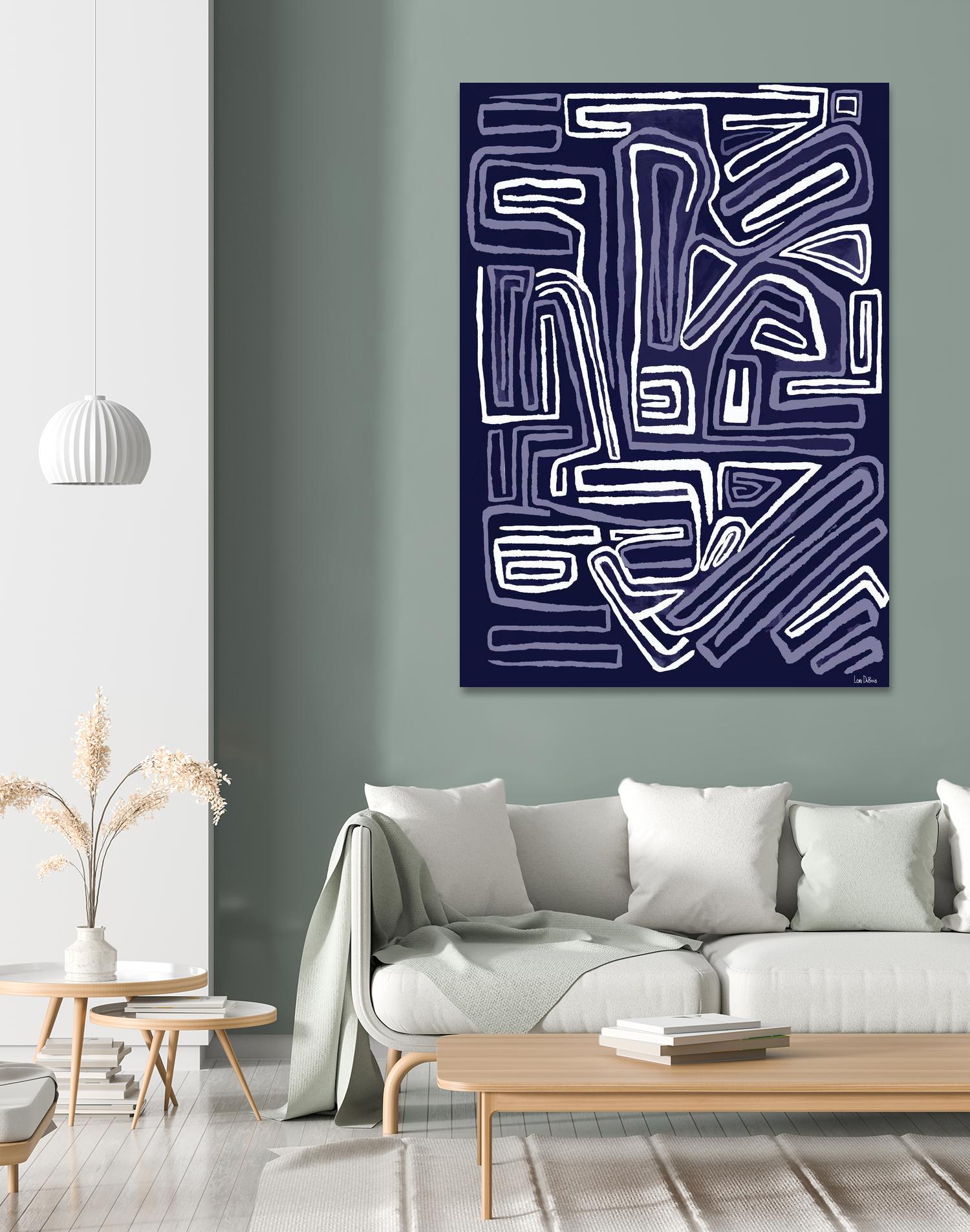 Centric - Navy - 5 by Lori Dubois on GIANT ART - blue linear artistes du québec