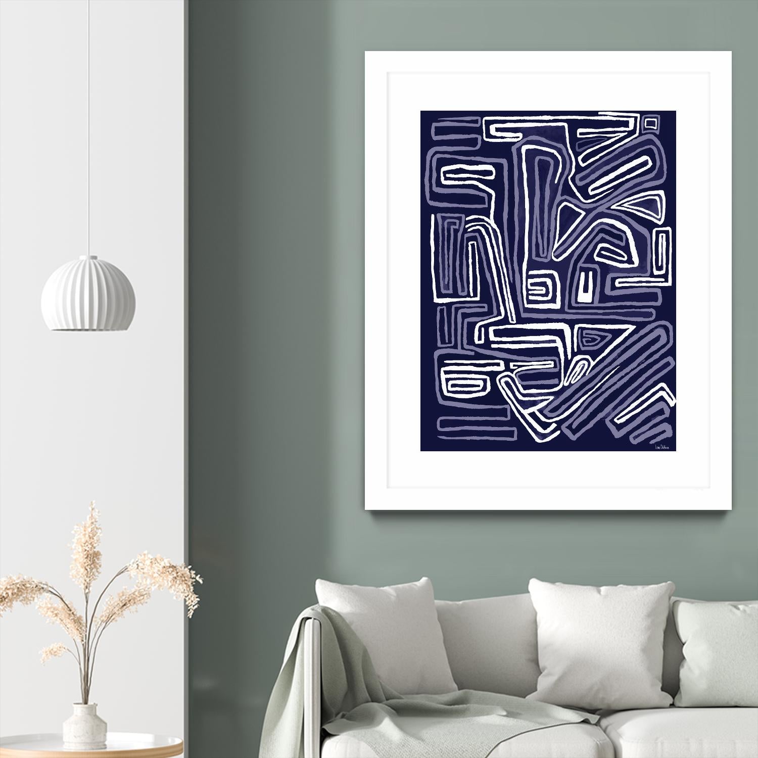 Centric - Navy - 5 by Lori Dubois on GIANT ART - blue linear artistes du québec
