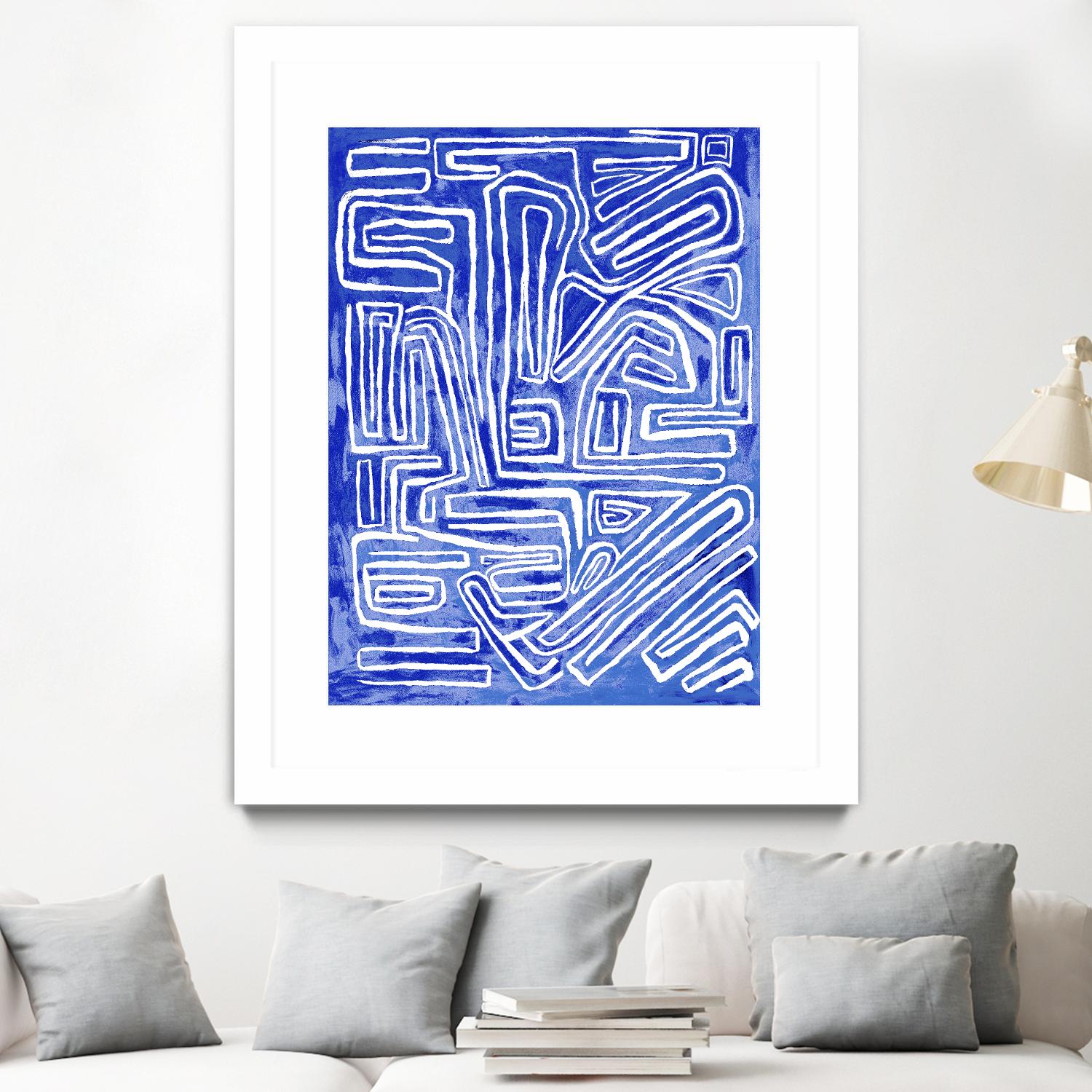 Centric - Cobalt-20 by Lori Dubois on GIANT ART - blue linear ton sur ton
