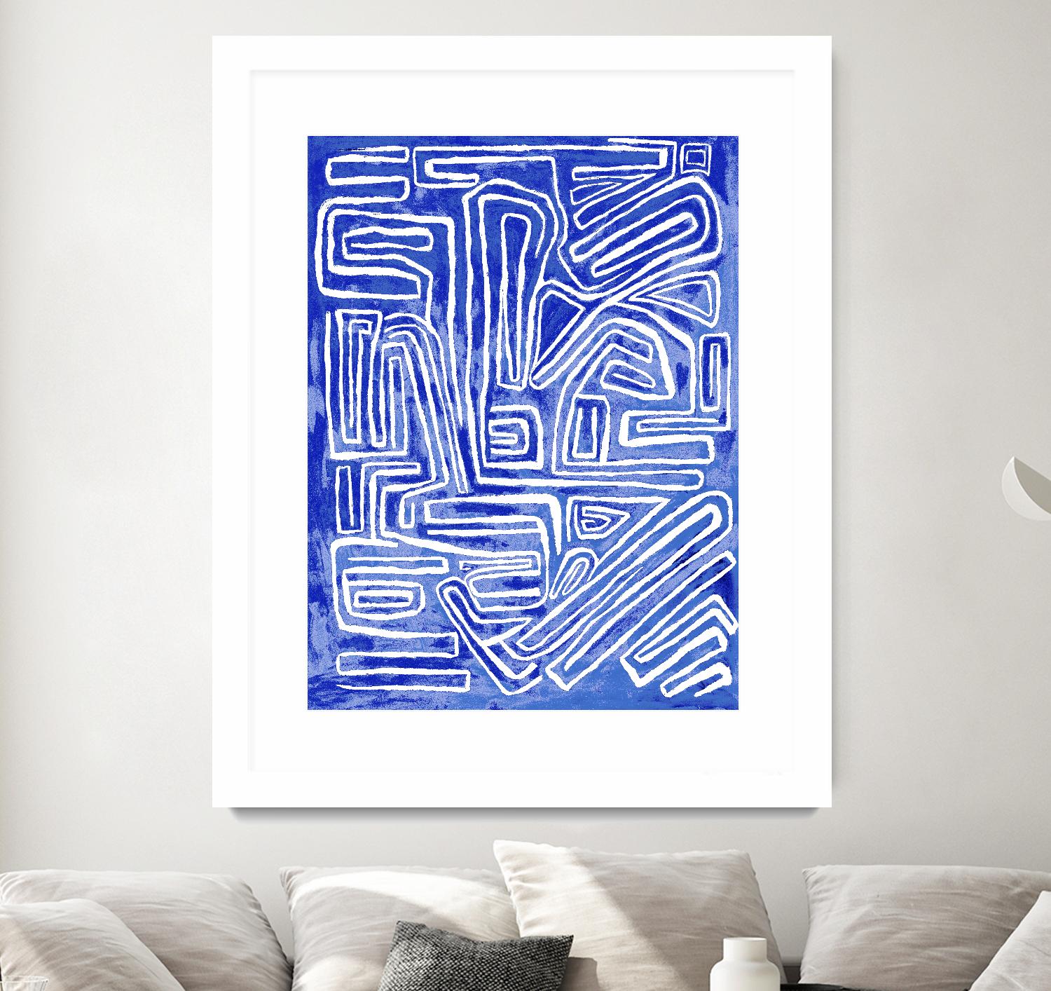 Centric - Cobalt-20 by Lori Dubois on GIANT ART - blue linear ton sur ton