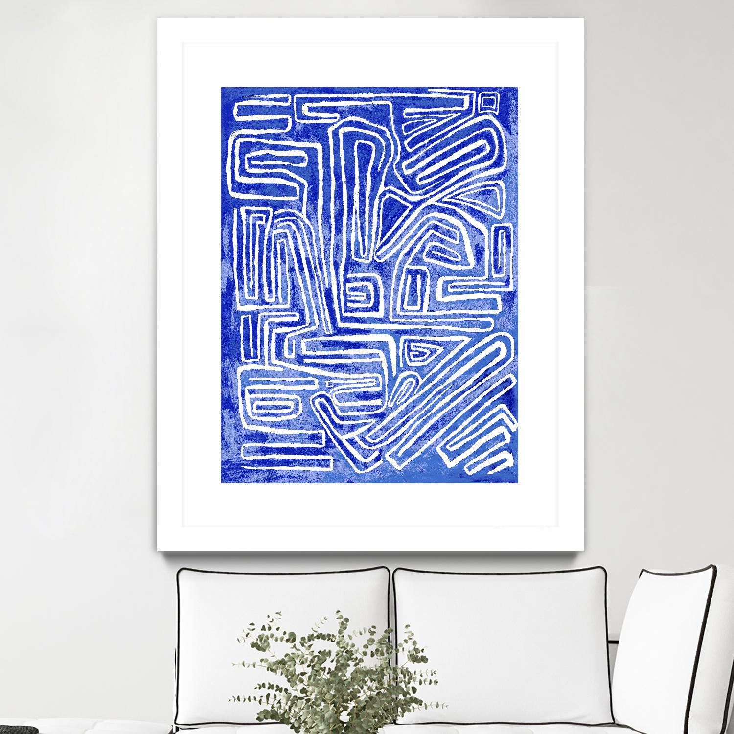 Centric - Cobalt-20 by Lori Dubois on GIANT ART - blue linear ton sur ton