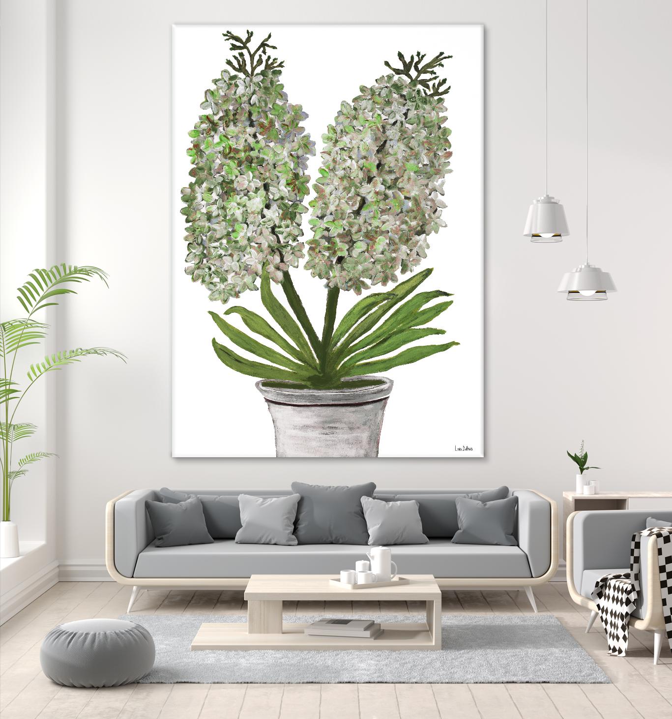 Summer Bloom - Lavender - Blue-11 by Lori Dubois on GIANT ART - green floral pot