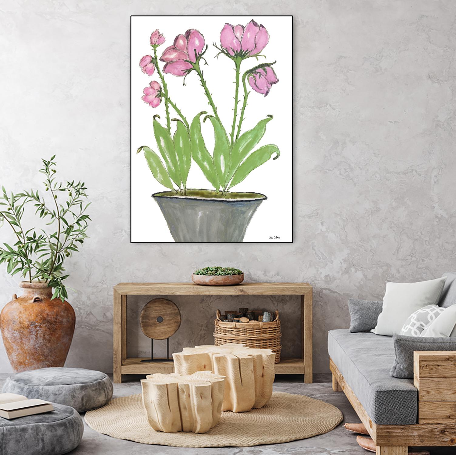 Summer Sequel – Pink -2 by Lori Dubois on GIANT ART - pink botanical plante dans un pot
