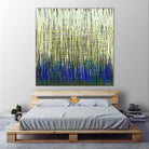 Weave -Blue Gold -C - 2 by Lori Dubois on GIANT ART - blue linear lignes