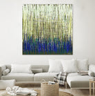 Weave -Blue Gold -C - 2 by Lori Dubois on GIANT ART - blue linear lignes