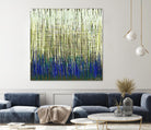 Weave -Blue Gold -C - 2 by Lori Dubois on GIANT ART - blue linear lignes