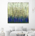 Weave -Blue Gold -C - 2 by Lori Dubois on GIANT ART - blue linear lignes