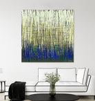 Weave -Blue Gold -C - 2 by Lori Dubois on GIANT ART - blue linear lignes