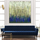 Weave -Blue Gold -C - 2 by Lori Dubois on GIANT ART - blue linear lignes