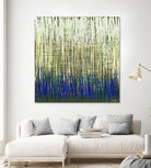 Weave -Blue Gold -C - 2 by Lori Dubois on GIANT ART - blue linear lignes