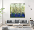 Weave -Blue Gold -C - 2 by Lori Dubois on GIANT ART - blue linear lignes