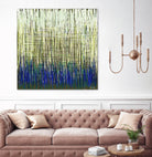 Weave -Blue Gold -C - 2 by Lori Dubois on GIANT ART - blue linear lignes