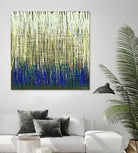 Weave -Blue Gold -C - 2 by Lori Dubois on GIANT ART - blue linear lignes