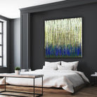 Weave -Blue Gold -C - 2 by Lori Dubois on GIANT ART - blue linear lignes