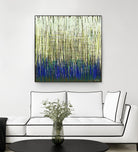 Weave -Blue Gold -C - 2 by Lori Dubois on GIANT ART - blue linear lignes