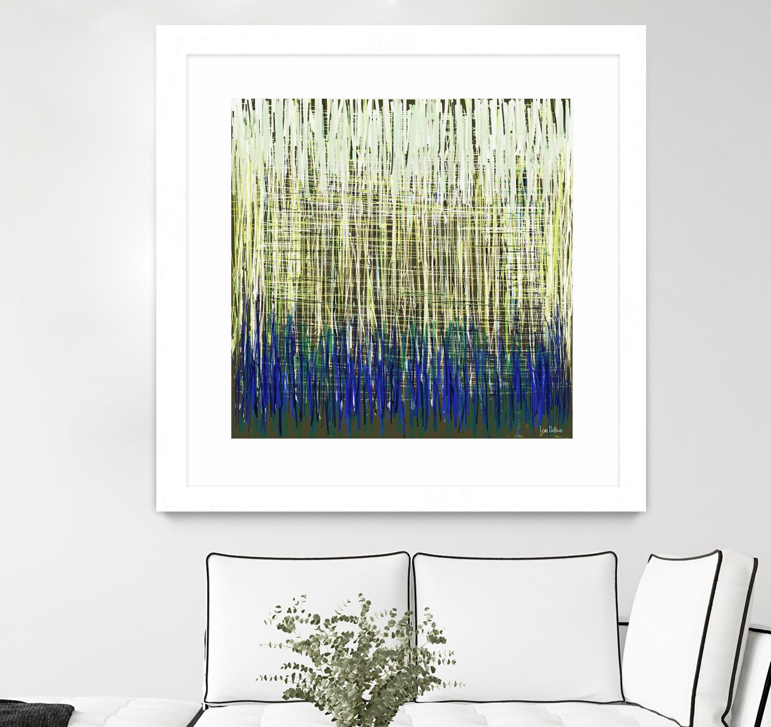 Weave -Blue Gold -C - 2 by Lori Dubois on GIANT ART - blue linear lignes