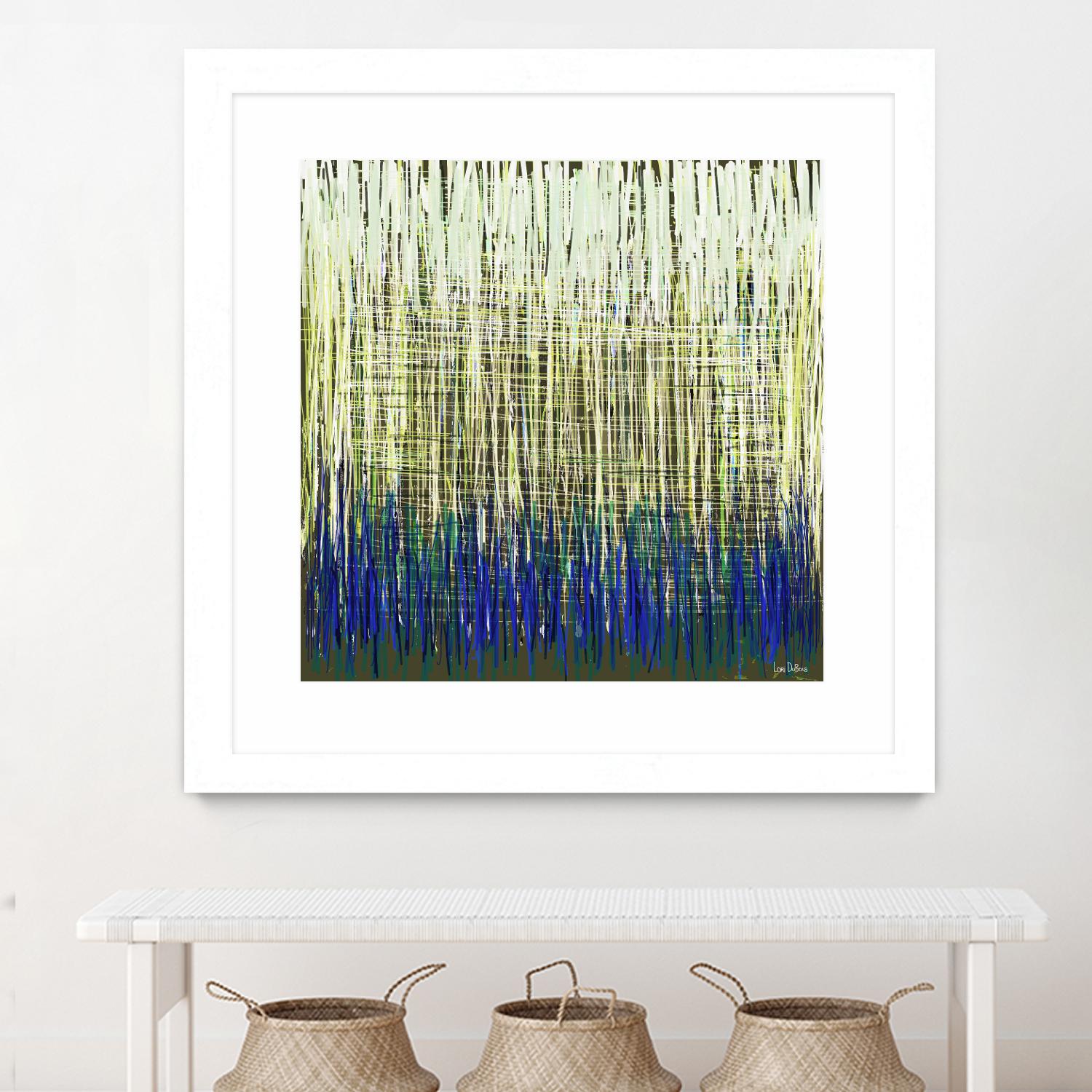 Weave -Blue Gold -C - 2 by Lori Dubois on GIANT ART - blue linear lignes