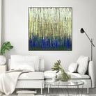 Weave -Blue Gold -C - 2 by Lori Dubois on GIANT ART - blue linear lignes