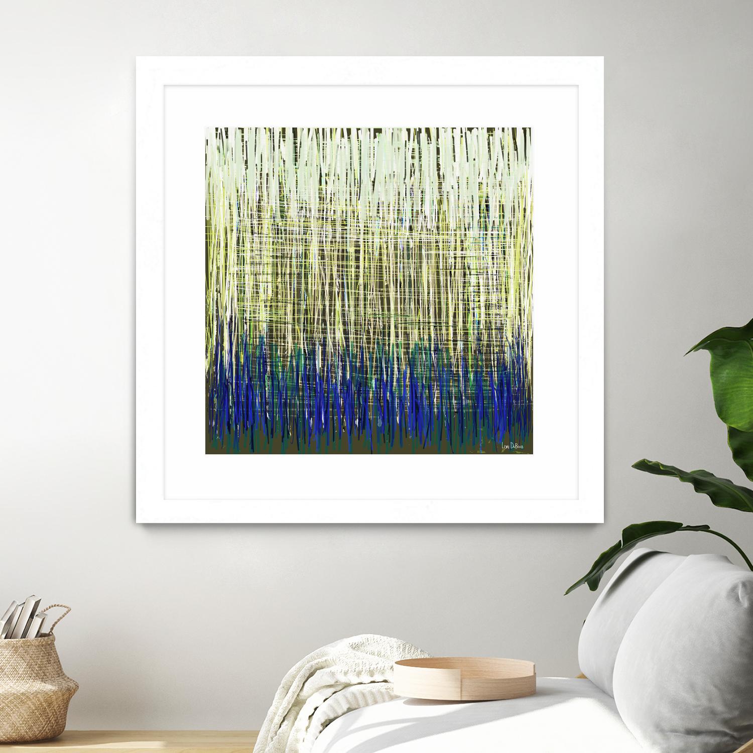 Weave -Blue Gold -C - 2 by Lori Dubois on GIANT ART - blue linear lignes