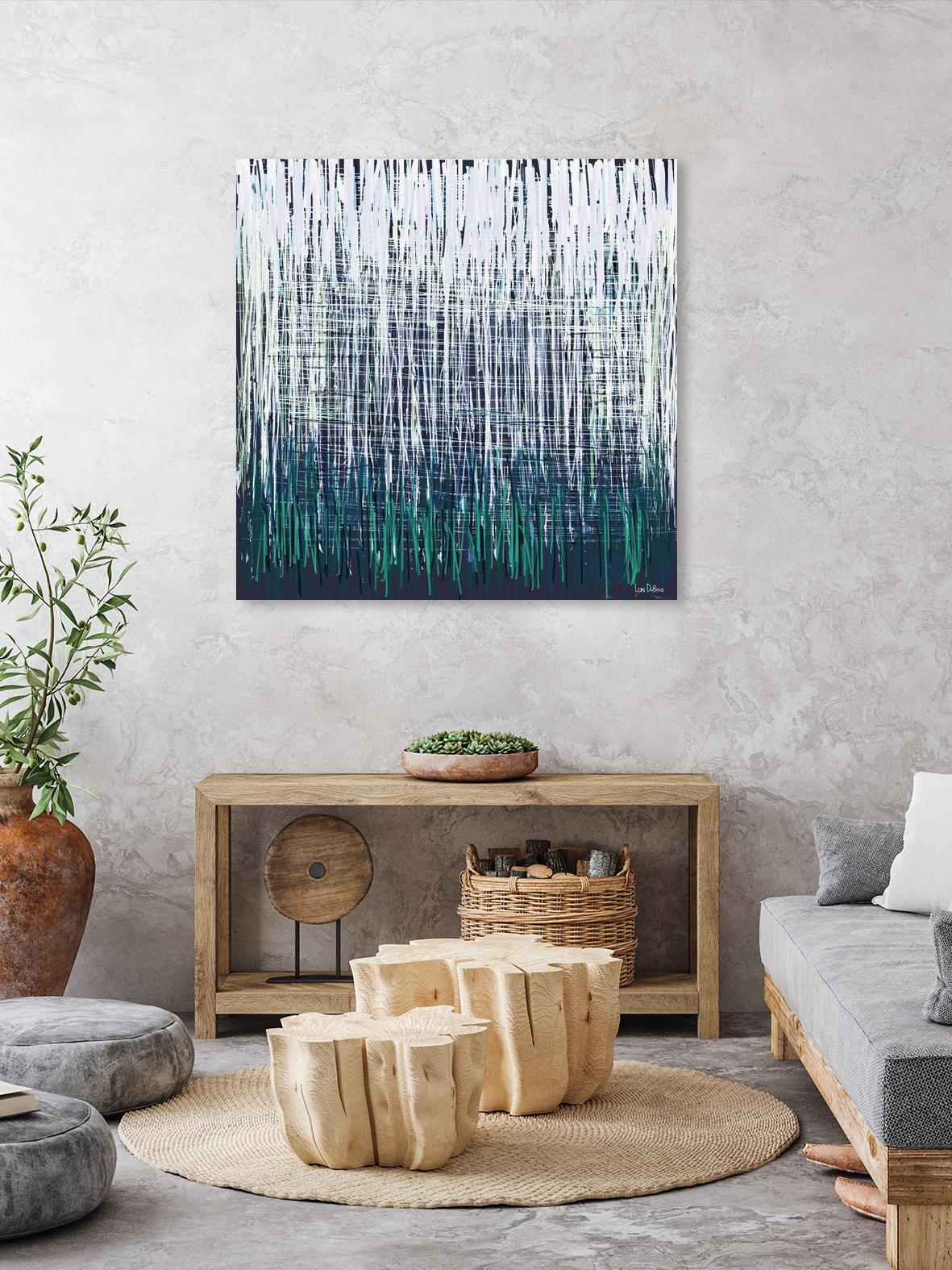 Weave - Light Teal - 4 by Lori Dubois on GIANT ART - green linear artiste québécois