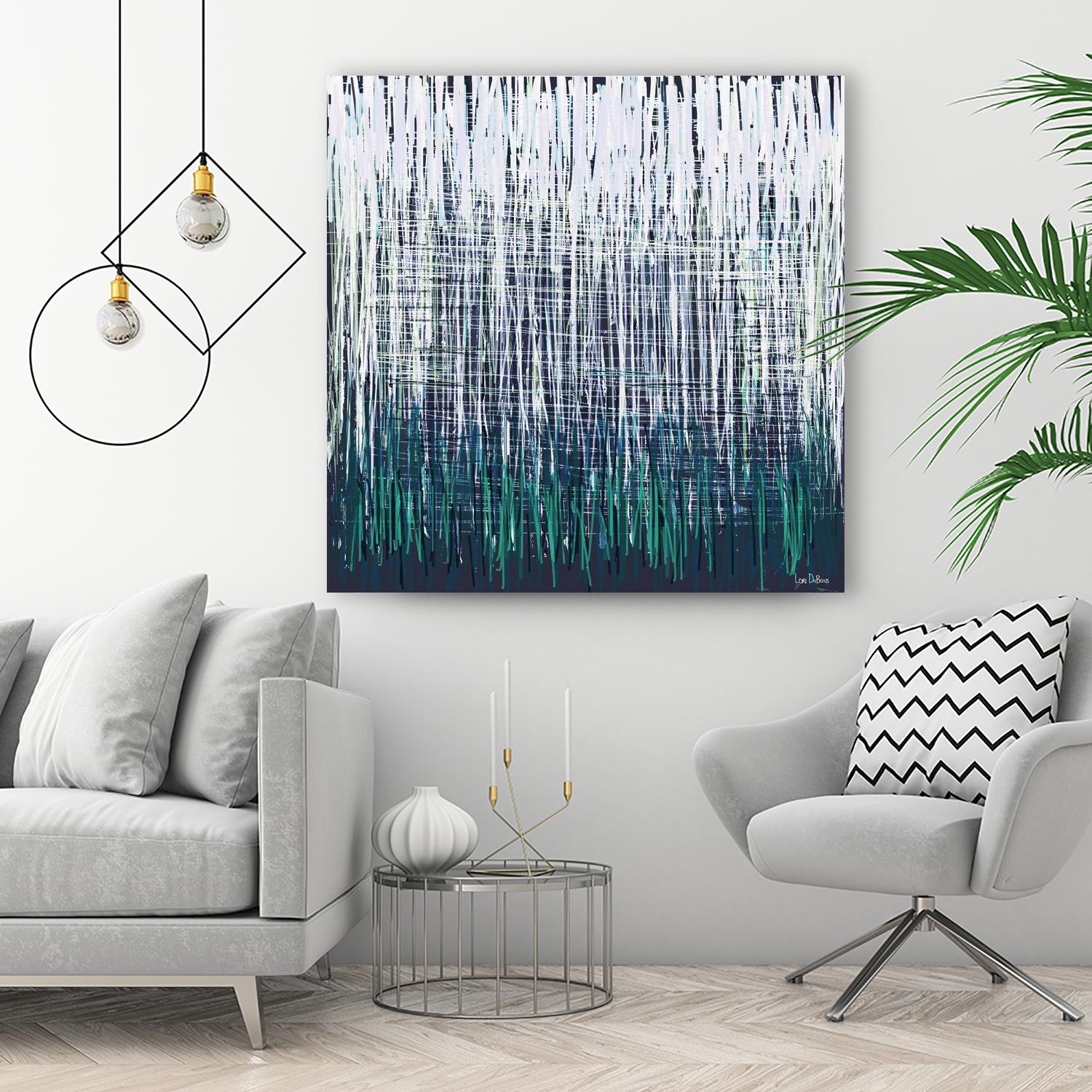 Weave - Light Teal - 4 by Lori Dubois on GIANT ART - green linear artiste québécois