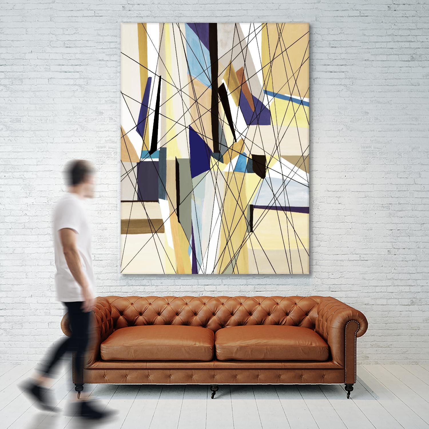 SeaCruise by Lori Dubois on GIANT ART - beige geometric shapes angled black lines