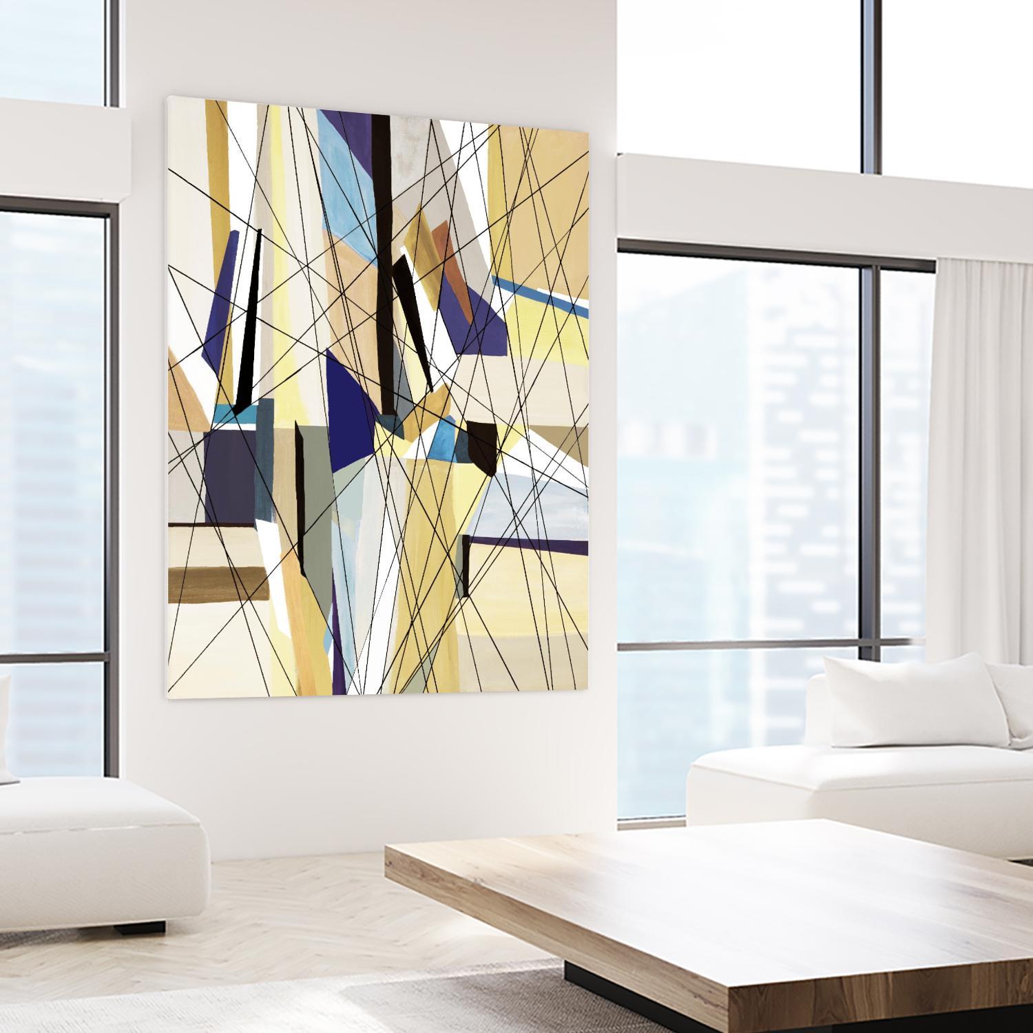SeaCruise by Lori Dubois on GIANT ART - beige geometric shapes angled black lines