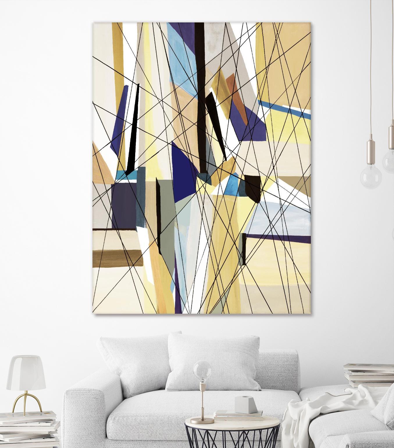 SeaCruise by Lori Dubois on GIANT ART - beige geometric shapes angled black lines