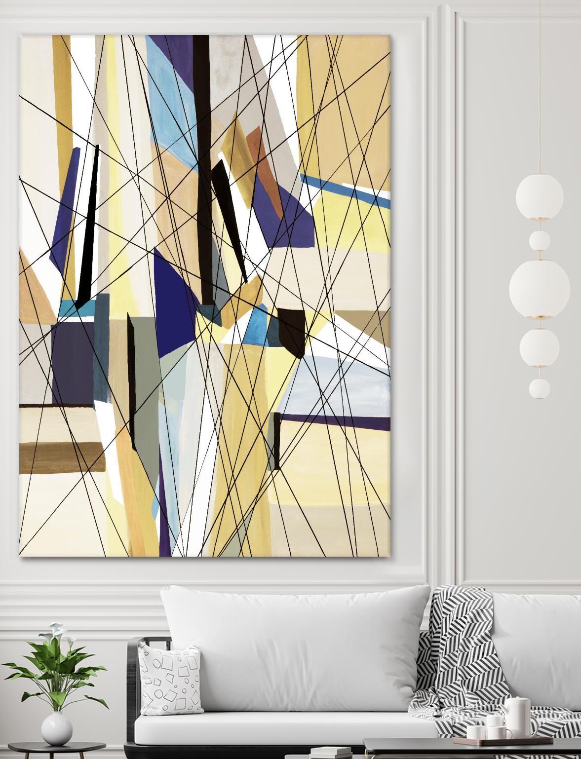 SeaCruise by Lori Dubois on GIANT ART - beige geometric shapes angled black lines