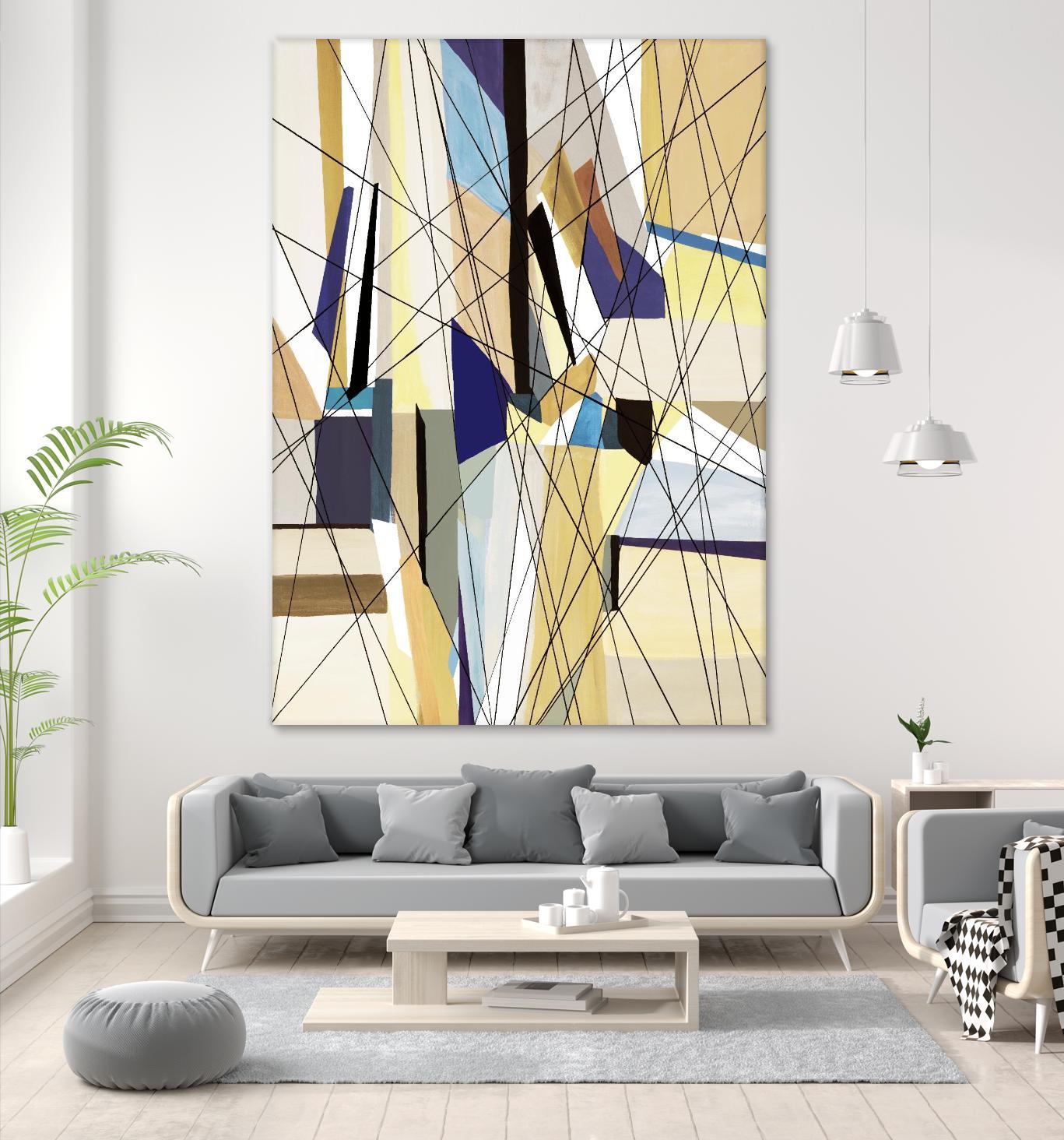 SeaCruise by Lori Dubois on GIANT ART - beige geometric shapes angled black lines